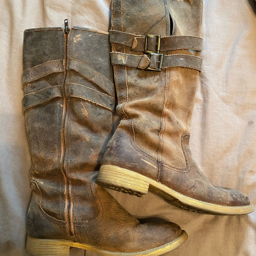 Boutique brand distressed boots